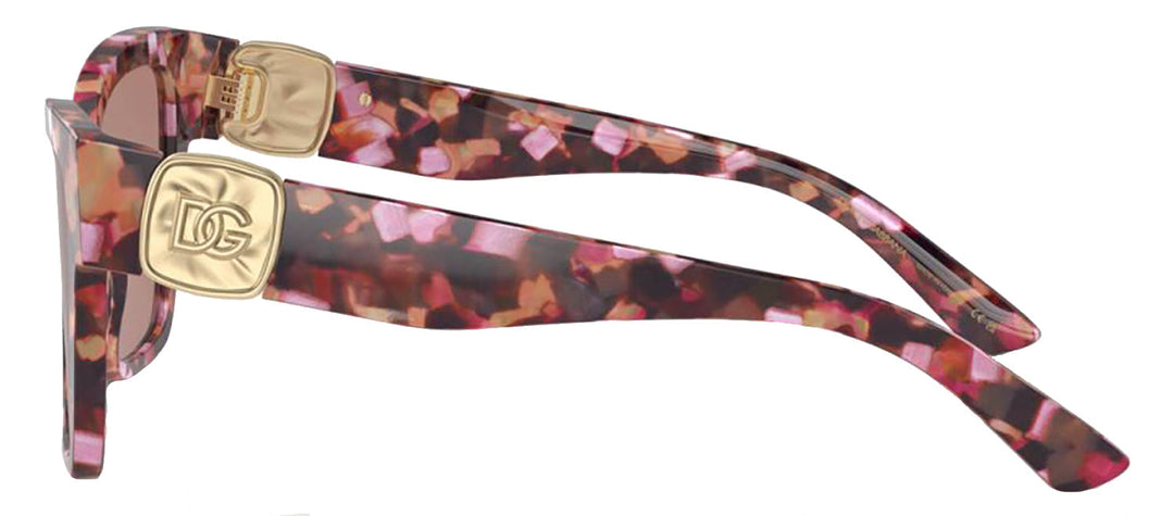 DOLCE & GABBANA DG 4470 344073 Square Havana Pink Pearl Acetate Sunglasses with Light Brown Lens