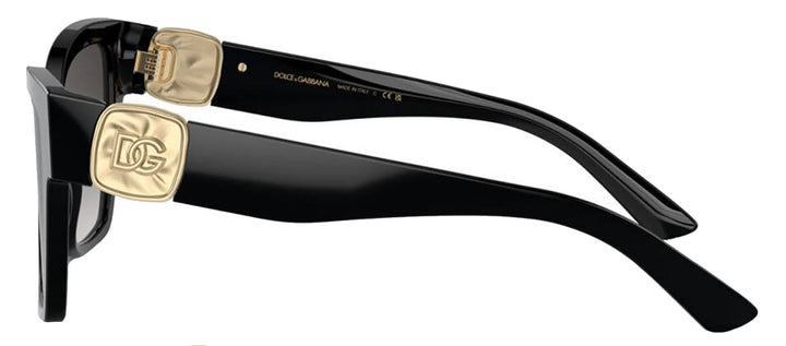 DOLCE & GABBANA DG 4470 501/8G Square Black Acetate Sunglasses with Dark Grey Lens