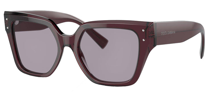 DOLCE & GABBANA DG 4471F 3045AK Square Transparent Violet Acetate Sunglasses with Lillac Isa Black Silver Mirror Lens
