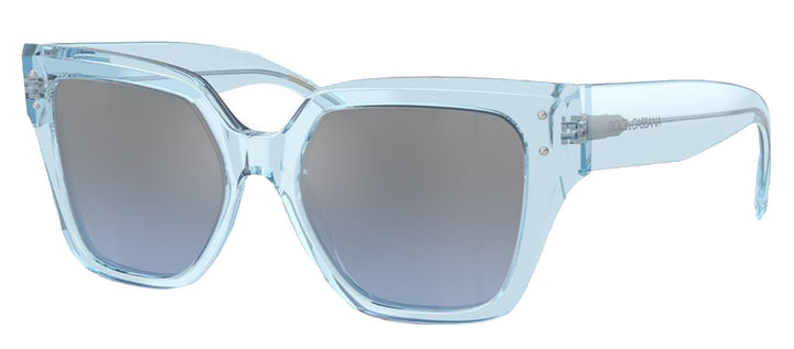DOLCE & GABBANA DG 4471 33227C Square Transparent Blue Acetate Sunglasses with Light Blue Mirror Silver Grad Lens