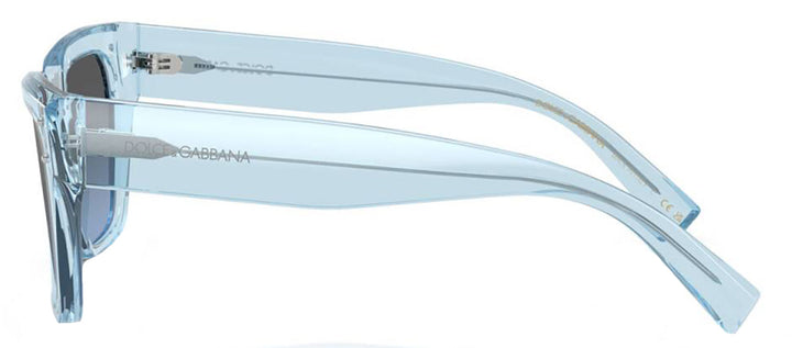 DOLCE & GABBANA DG 4471 33227C Square Transparent Blue Acetate Sunglasses with Light Blue Mirror Silver Grad Lens