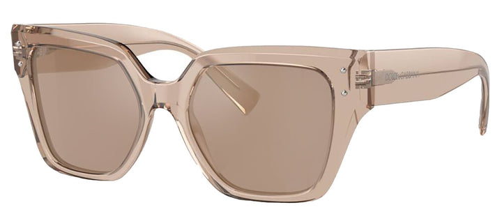 DOLCE & GABBANA DG 4471 34325A Square Transparent Camel Acetate Sunglasses with Light Brown Mirror Flash Gold Lens