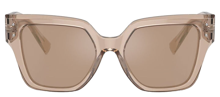 DOLCE & GABBANA DG 4471 34325A Square Transparent Camel Acetate Sunglasses with Light Brown Mirror Flash Gold Lens