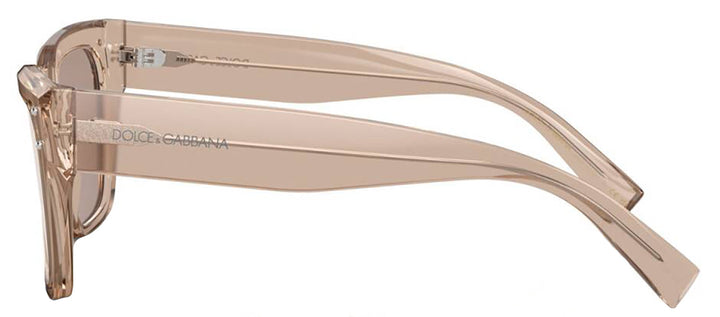 DOLCE & GABBANA DG 4471 34325A Square Transparent Camel Acetate Sunglasses with Light Brown Mirror Flash Gold Lens