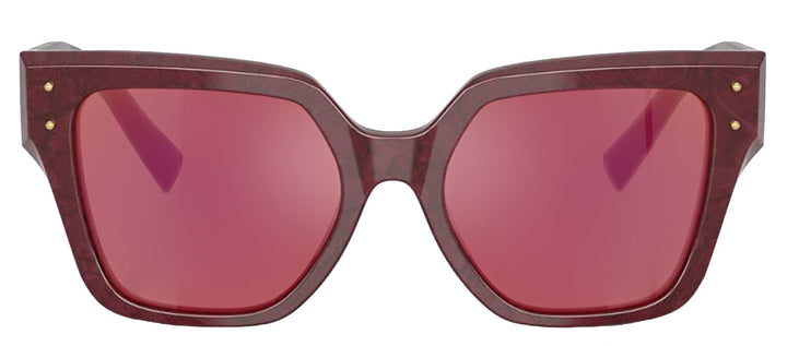 DOLCE & GABBANA DG 4471 3442D0 Square Bordeaux Lace Acetate Sunglasses with Dark Violet Mirror Red Lens
