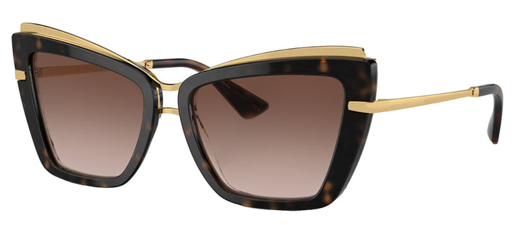 DOLCE & GABBANA DG 4472 321713 Cat Eye Havana On White Barrow Acetate Sunglasses with Gradient Brown Lens