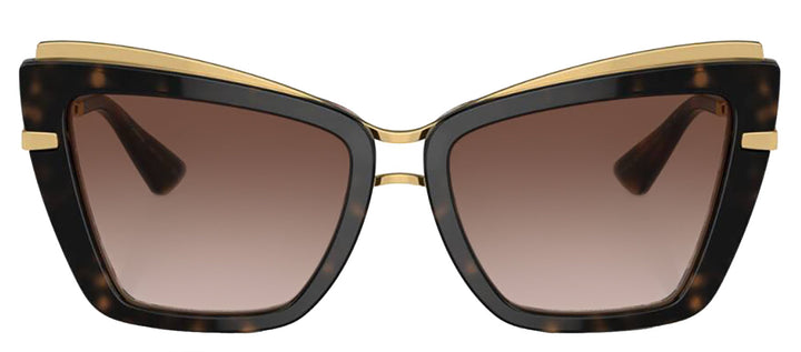 DOLCE & GABBANA DG 4472 321713 Cat Eye Havana On White Barrow Acetate Sunglasses with Gradient Brown Lens