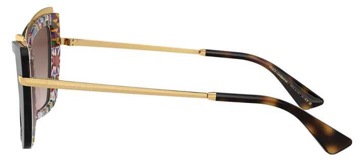 DOLCE & GABBANA DG 4472 321713 Cat Eye Havana On White Barrow Acetate Sunglasses with Gradient Brown Lens