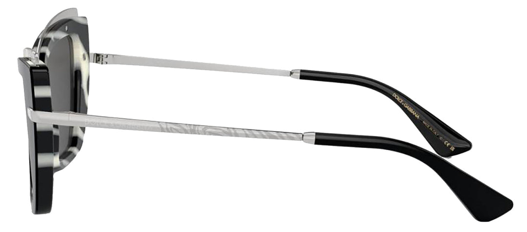 DOLCE & GABBANA DG 4472 337287 Cat Eye Black On Zebra Acetate Sunglasses with Dark Grey Lens