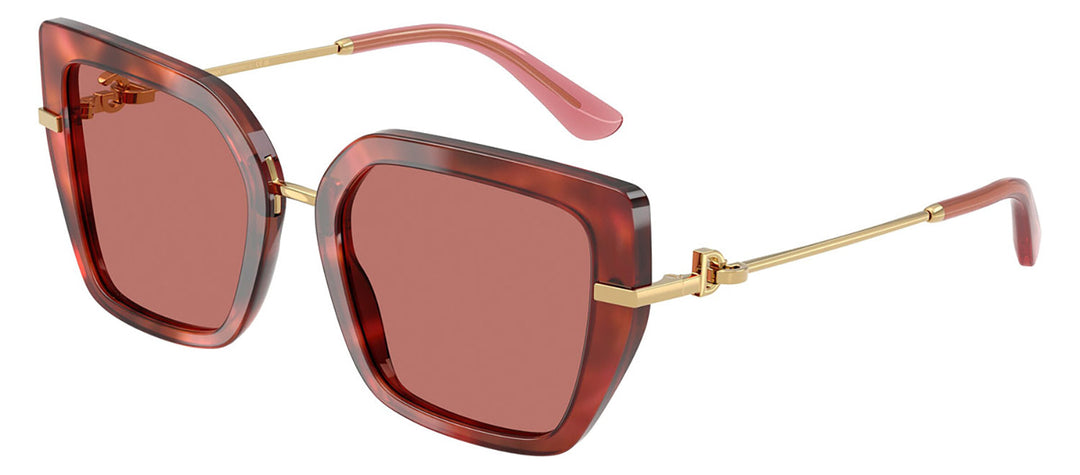DOLCE & GABBANA DG 4474F 344469 Butterfly Havana Brown Acetate Sunglasses with Dark Violet Lens
