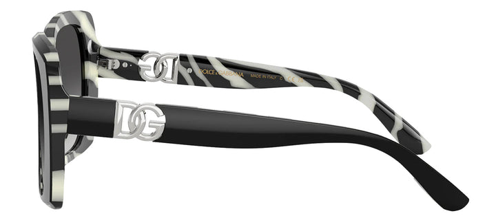 DOLCE & GABBANA DG 4475 33728G Square Black On Zebra Acetate Sunglasses with Grey Gradient Lens