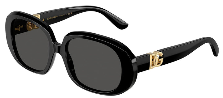 DOLCE & GABBANA DG 4476 501/87 Oval Black Acetate Sunglasses with Dark Grey Lens