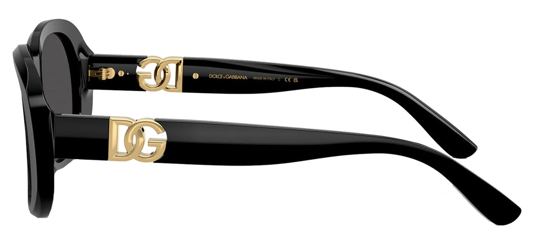 DOLCE & GABBANA DG 4476 501/87 Oval Black Acetate Sunglasses with Dark Grey Lens