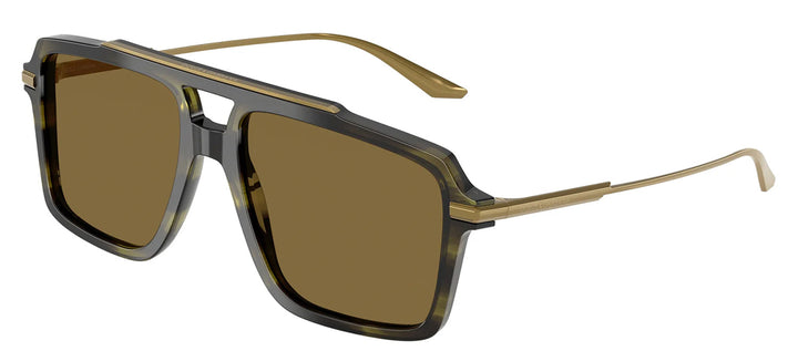 DOLCE & GABBANA DG 4477 3447S7 Pilot Striped Olive Acetate Sunglasses with Brown Lens