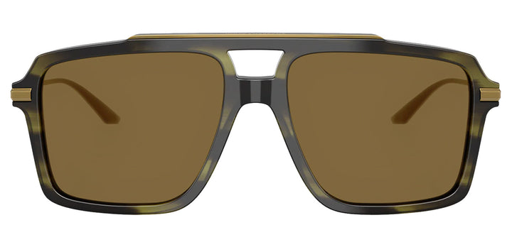 DOLCE & GABBANA DG 4477 3447S7 Pilot Striped Olive Acetate Sunglasses with Brown Lens