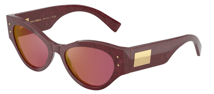 DOLCE & GABBANA DG 4480 3442D0 Butterfly Bordeaux Lace Acetate Sunglasses with Dark Violet Mirror Red Lens