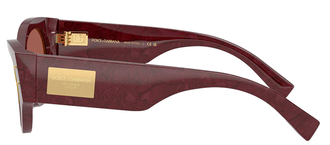 DOLCE & GABBANA DG 4480 3442D0 Butterfly Bordeaux Lace Acetate Sunglasses with Dark Violet Mirror Red Lens