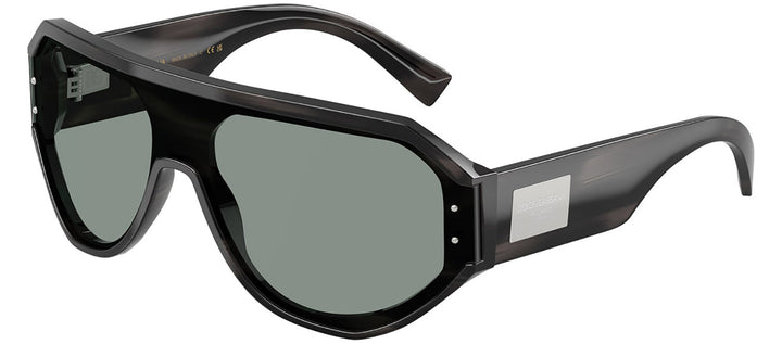 DOLCE & GABBANA DG 4481F 3440/1 Pilot Striped Grey Acetate Sunglasses with Grey Lens