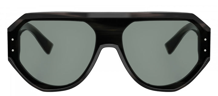 DOLCE & GABBANA DG 4481F 3440/1 Pilot Striped Grey Acetate Sunglasses with Grey Lens