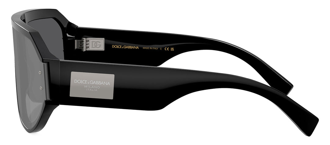 DOLCE & GABBANA DG 4481F 501/6G Pilot Black Acetate Sunglasses with Grey Mirror Black Lens