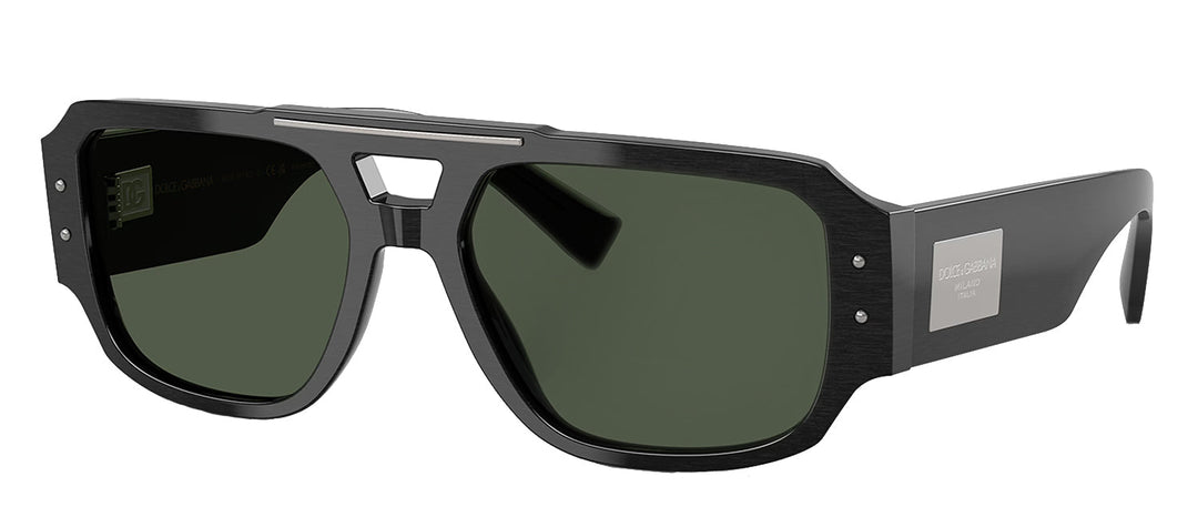 Dolce & Gabbana DG 4482 28209A Pilot Plastic Black Sunglasses with Green Polarized Lens