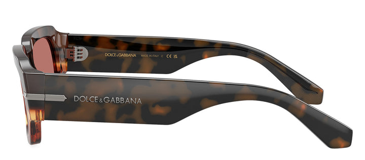 DOLCE & GABBANA DG 4485F 3438M6 Rectangle Havana Warm Brown Acetate Sunglasses with Bordeaux Lens