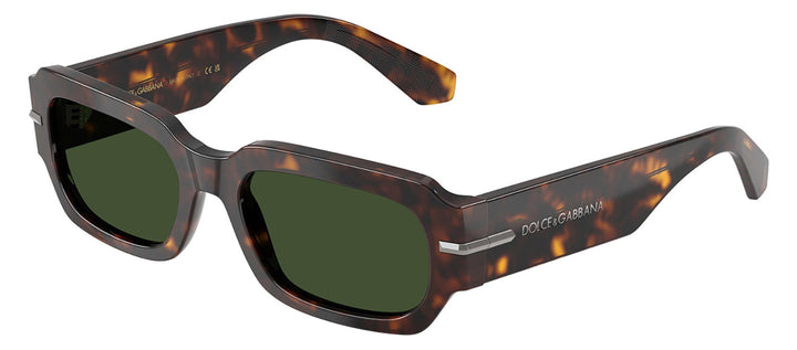 DOLCE & GABBANA DG 4485F 502/71 Rectangle Havana Acetate Sunglasses with Dark Green Lens