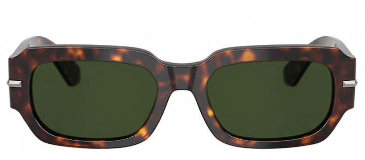 DOLCE & GABBANA DG 4485F 502/71 Rectangle Havana Acetate Sunglasses with Dark Green Lens