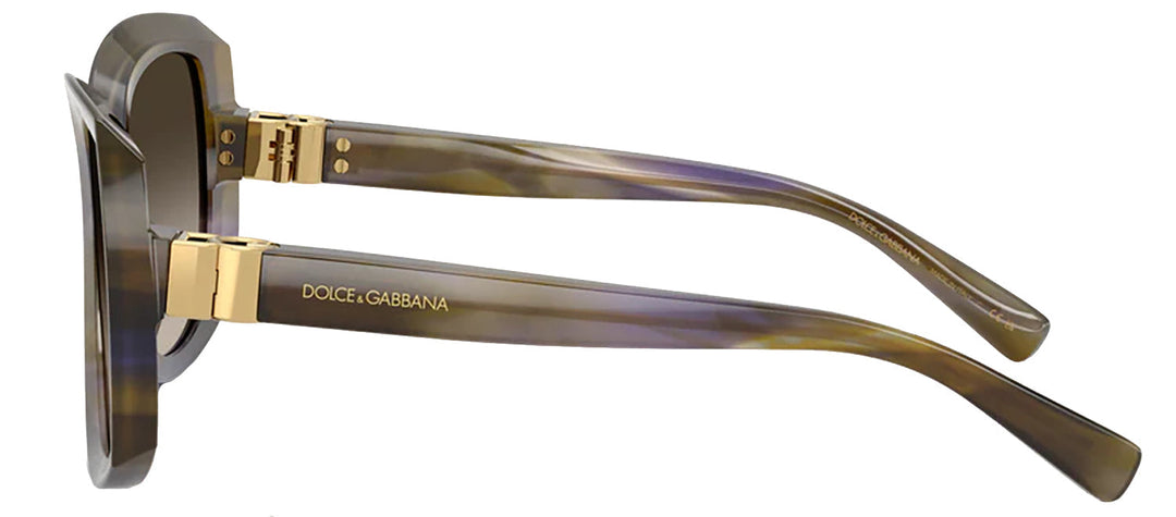 DOLCE & GABBANA DG 4495 344713 Square Striped Olive Acetate Sunglasses with Brown Gradient Lens