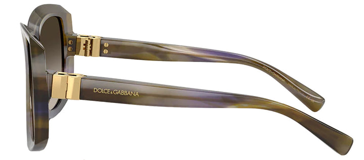 DOLCE & GABBANA DG 4495 344713 Square Striped Olive Acetate Sunglasses with Brown Gradient Lens