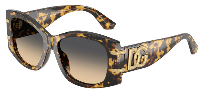 DOLCE & GABBANA DG 4501 33302Q Butterfly Yellow Havana Acetate Sunglasses with Light Yellow Gradient Grey Lens