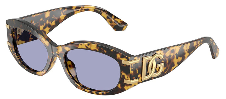 DOLCE & GABBANA DG 4502 33301A Oval Yellow Havana Acetate Sunglasses with Violet Lens