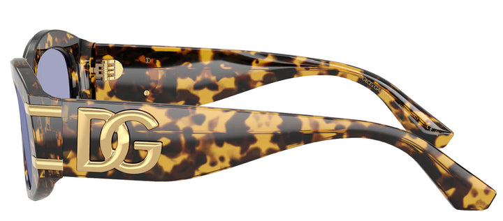 DOLCE & GABBANA DG 4502 33301A Oval Yellow Havana Acetate Sunglasses with Violet Lens