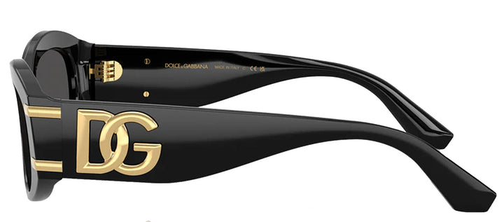 DOLCE & GABBANA DG 4502 501/87 Oval Black Acetate Sunglasses with Dark Grey Lens
