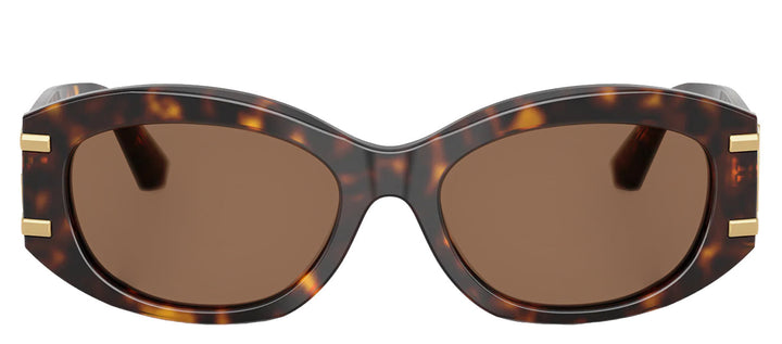 DOLCE & GABBANA DG 4502 502/73 Oval Havana Acetate Sunglasses with Dark Brown Lens