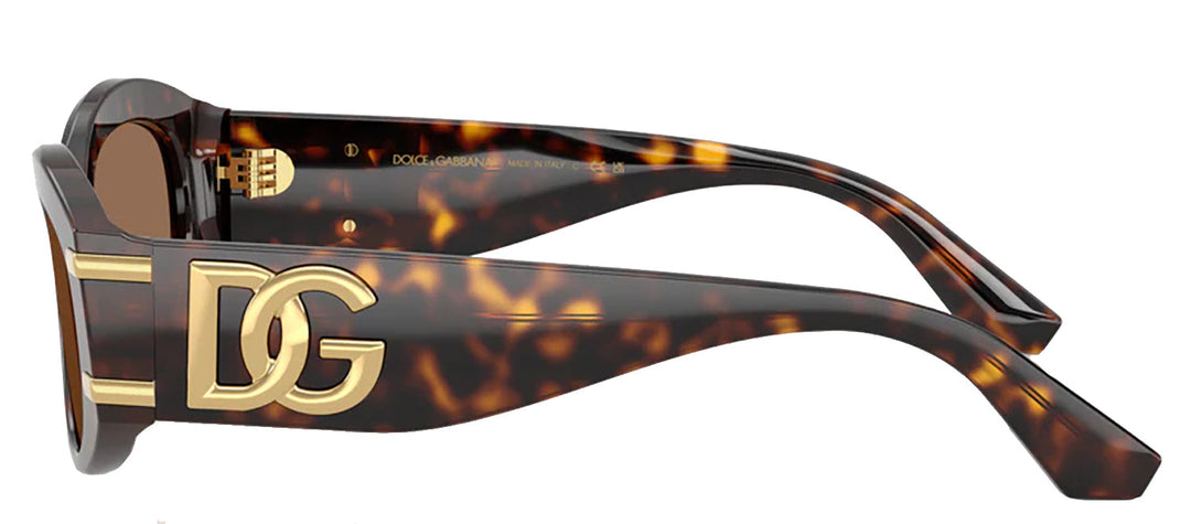 DOLCE & GABBANA DG 4502 502/73 Oval Havana Acetate Sunglasses with Dark Brown Lens
