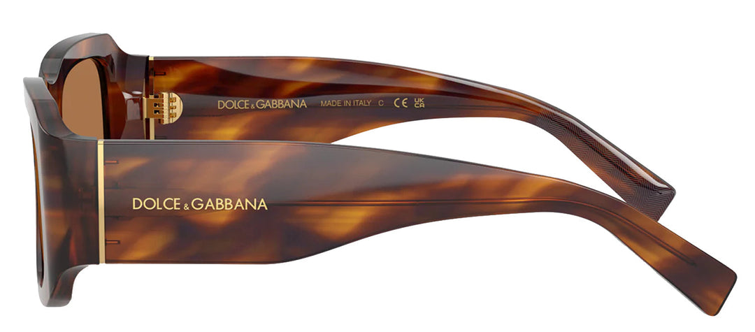 DOLCE & GABBANA DG 4503 306373 Rectangle Striped Brown Acetate Sunglasses with Bronze Lens by DOLCE & GABBANA outlet now on sale