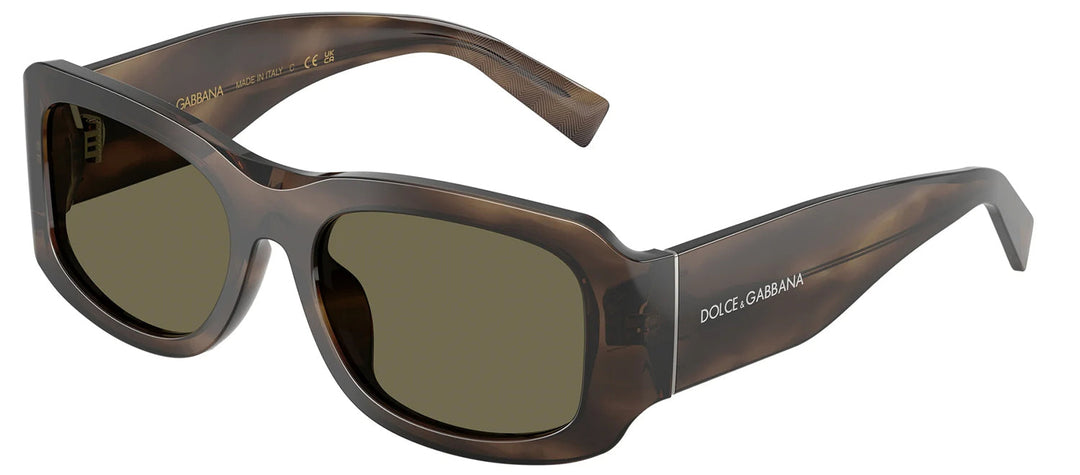 DOLCE & GABBANA DG 4503 3200/3 Rectangle Striped Tobacco Acetate Sunglasses with Brown Lens