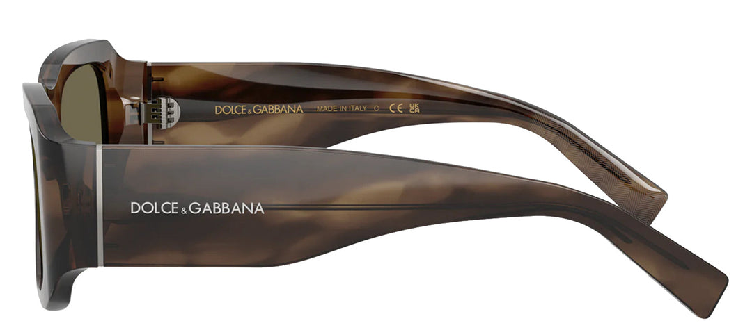 DOLCE & GABBANA DG 4503 3200/3 Rectangle Striped Tobacco Acetate Sunglasses with Brown Lens
