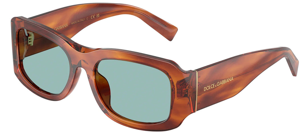 DOLCE & GABBANA DG 4503 322180 Rectangle Striped Ginger Acetate Sunglasses with Blue Lens
