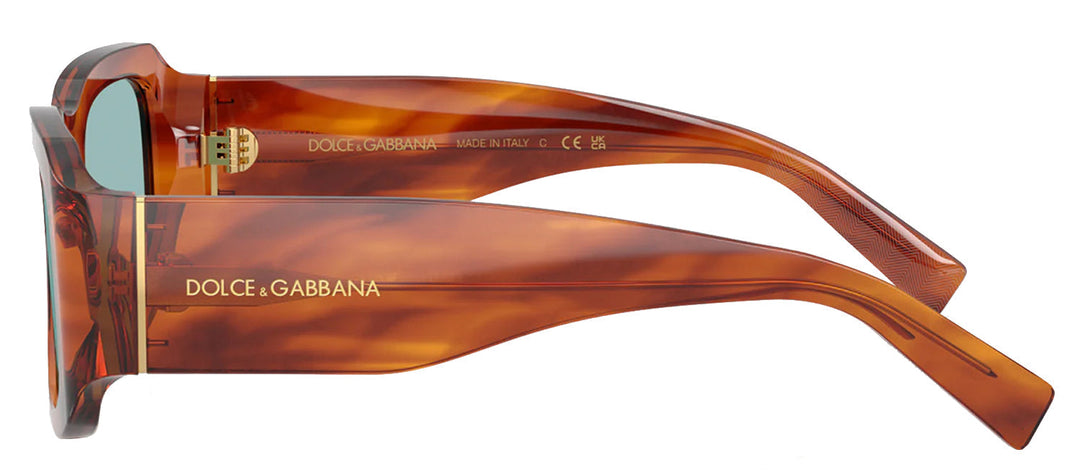 DOLCE & GABBANA DG 4503 322180 Rectangle Striped Ginger Acetate Sunglasses with Blue Lens