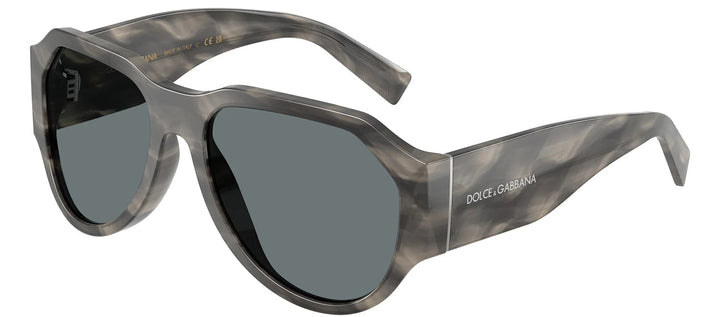 DOLCE & GABBANA DG 4504 319980 Pilot Striped Grey Acetate Sunglasses with Dark Blue Lens