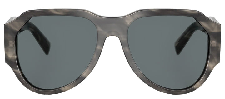 DOLCE & GABBANA DG 4504 319980 Pilot Striped Grey Acetate Sunglasses with Dark Blue Lens