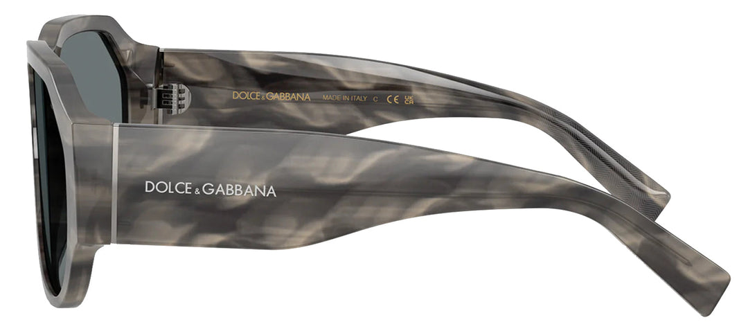 DOLCE & GABBANA DG 4504 319980 Pilot Striped Grey Acetate Sunglasses with Dark Blue Lens