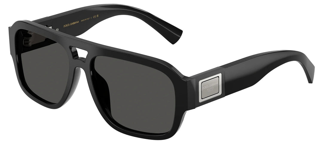 DOLCE & GABBANA DG 4506 501/87 Pilot Black Acetate Sunglasses with Dark Grey Lens