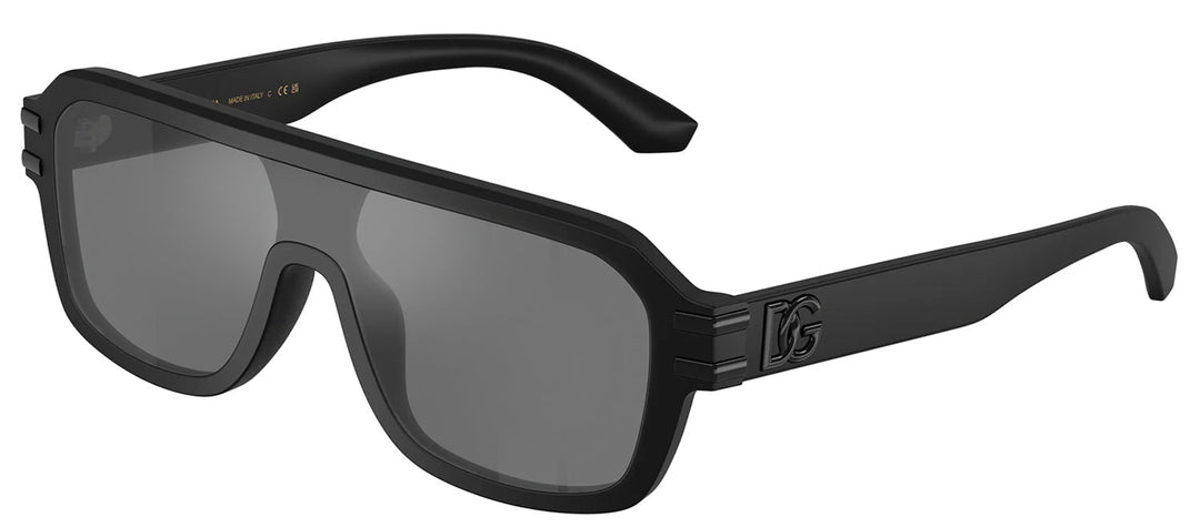 DOLCE & GABBANA DG 4507 25256G Pilot Matte Black Acetate Sunglasses with Grey Mirror Black Lens