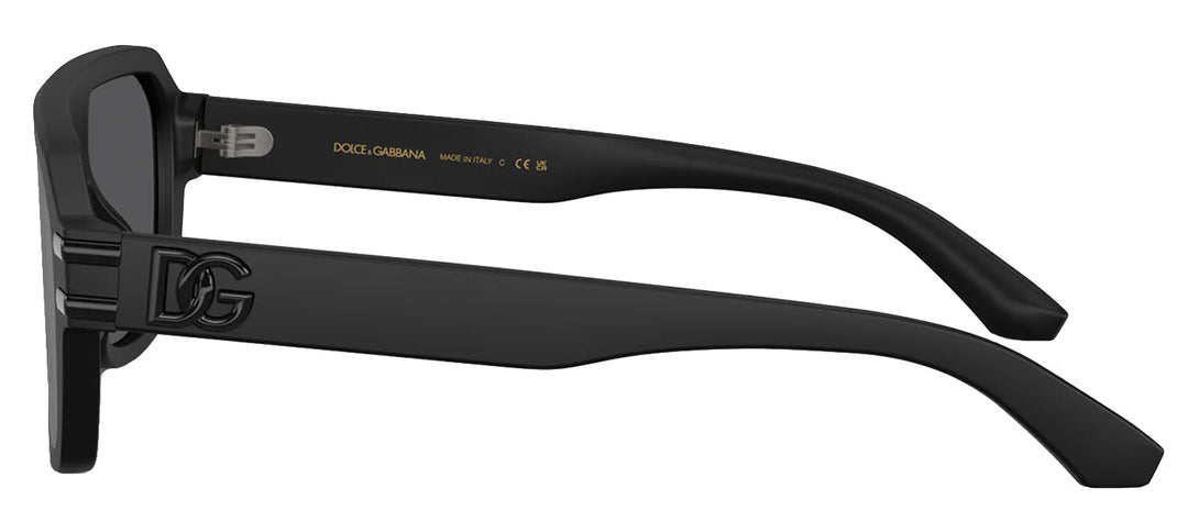 DOLCE & GABBANA DG 4507 25256G Pilot Matte Black Acetate Sunglasses with Grey Mirror Black Lens