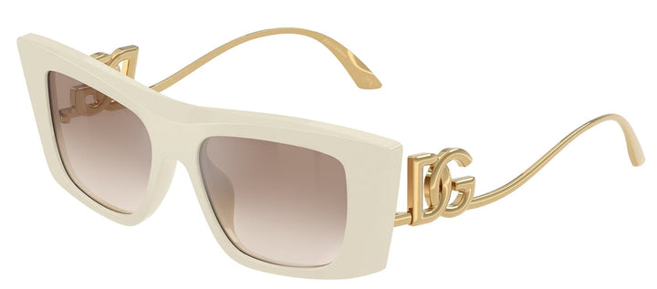 DOLCE & GABBANA DG 4510 331294 Cat Eye Cream Acetate Sunglasses with Clear Gradient Brown Mirror Silver Lens