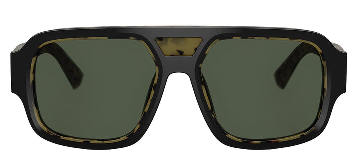 Dolce & Gabbana DG 4516 34049A Square Plastic Yellow Havana Sunglasses with Green Polarized Lens