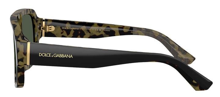Dolce & Gabbana DG 4516 34049A Square Plastic Yellow Havana Sunglasses with Green Polarized Lens
